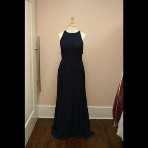 Hayley Paige Occasions Long Chiffon Bridesmaid Dress Indigo 10